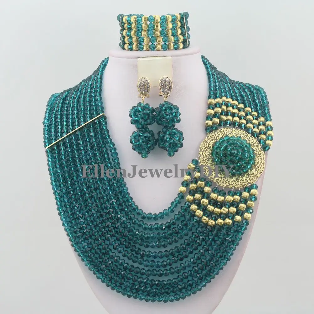 

Nigerian Wedding African Beads Rushed Classic Women Crystal Jewelry Sets New Arrived Nigeria Set Necklace Africa Beads W11783