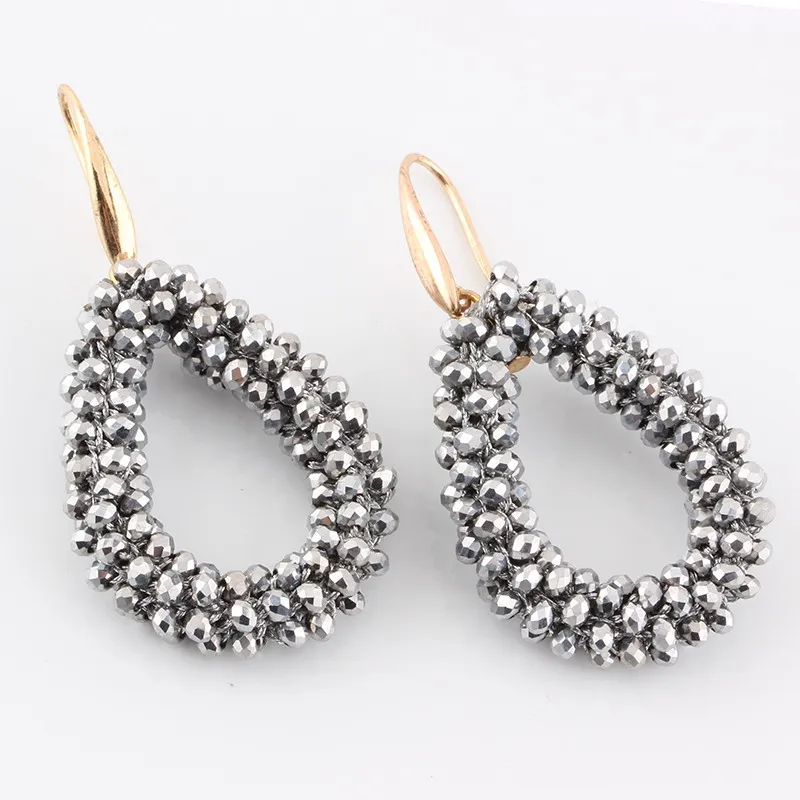 Sehuoran Dangle Earrings For Woman Big Long Earing Drop Earrings Handmade Braided Crystal Earrings Bohemian Style New Statement