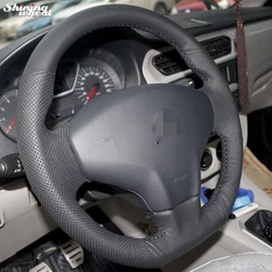 Shining wheat Hand-stitched Black Leather Steering Wheel Cover for Citroen Elysee C-Elysee 2014 New Elysee