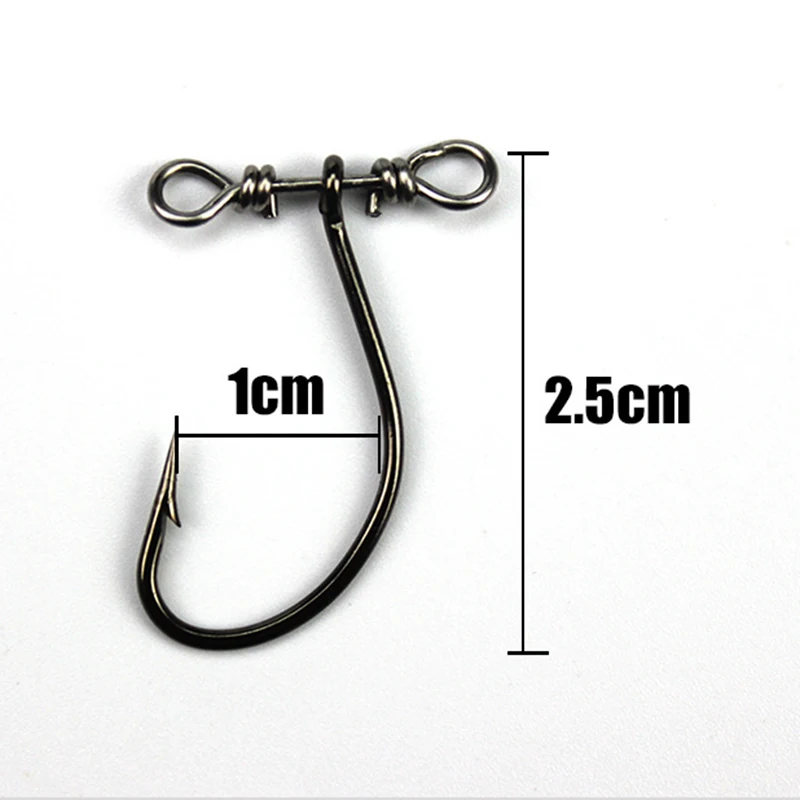 OUTKIT 10pcs Down Shot Rig Hook Single Crank Fishing Hook High Carbon Steel Sharped Fishhooks For Soft Lure Bass With Balance