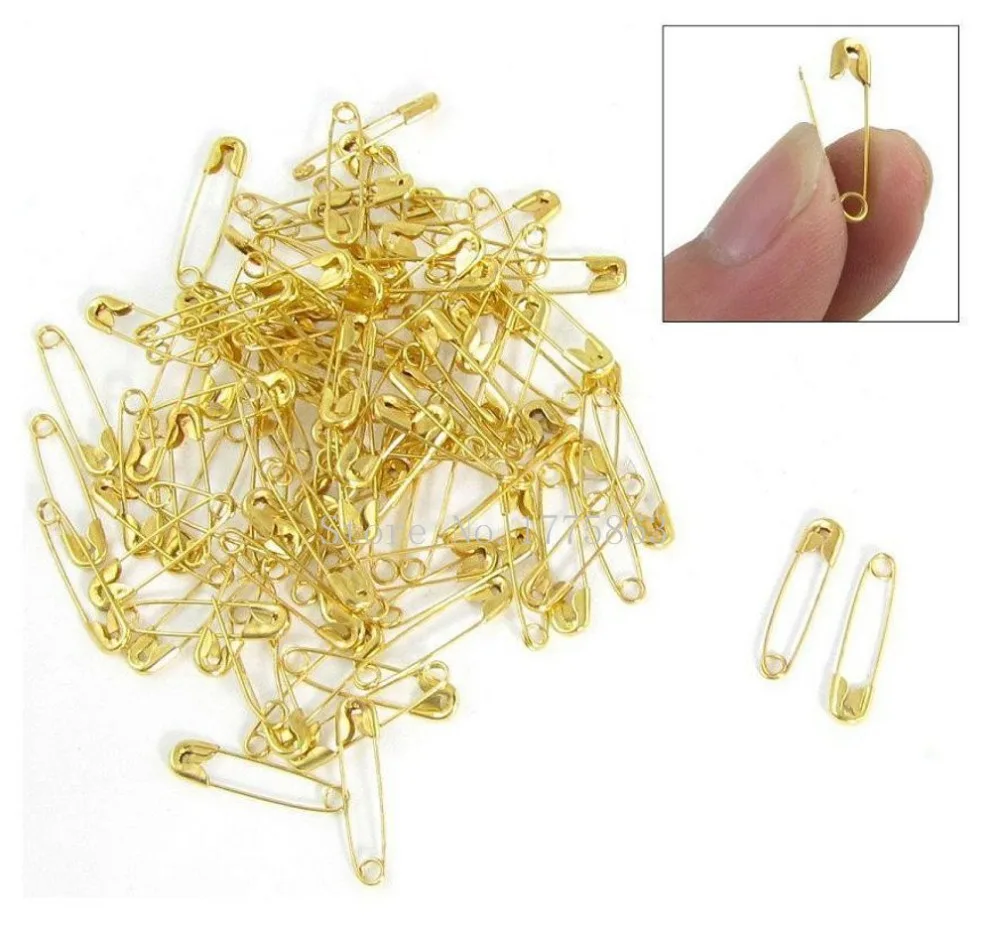 100Pcs Small Tiny Gold Metal Steel Mini Safety Pins 2cm 20mm AA7681