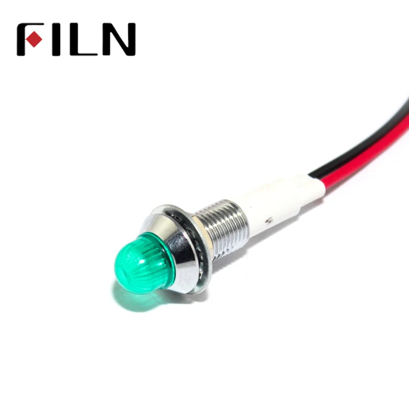 FILN 10mm LED Metal Indicator Light Waterproof IP67 Signal Lamp12V 24V 110V 220V Pilot Seal
