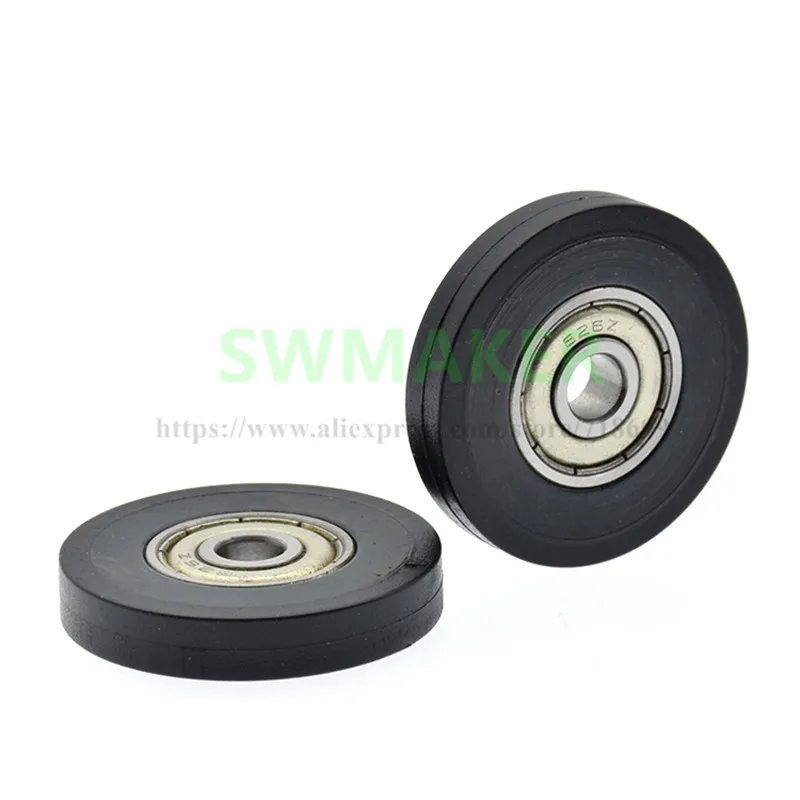 1pcs 6*34*6mm TPU coated polyurethane, PU flat wheel, 626 bearing pulley, automatic mechanical roller