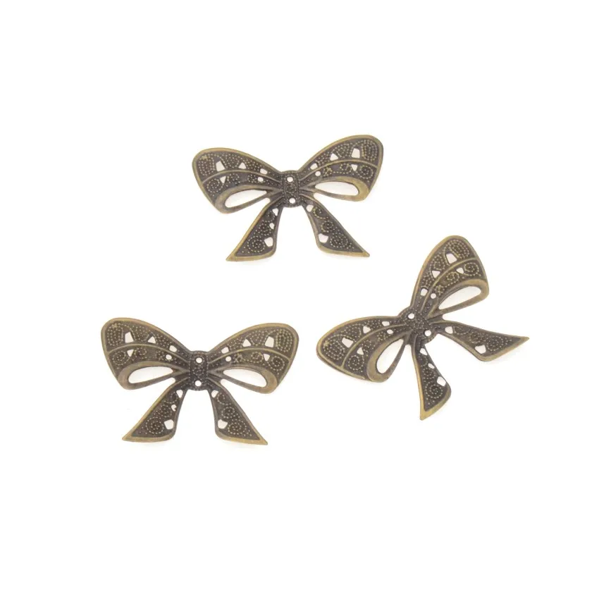 MIAOCHI DIY 25PCs Antique Bronze Filigree Wraps Bow-knot Connectors Metal Crafts Gift Decoration DIY Findings 38*26mm