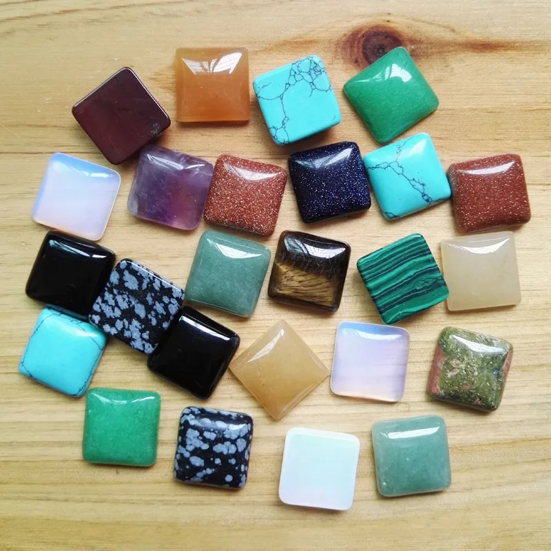 

Fashion mixed natural Square stone beads 16mm CAB CABOCHON for DIY jewelry Accessories wholesale 50pcs/lot Free shipping