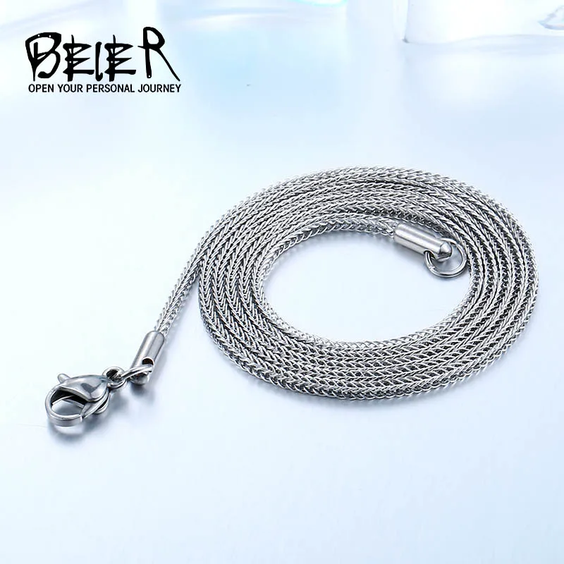 Beier 1.5/2/34mm stainless steel necklace twist  trendy Square Fox chain necklace boy/man BN1043