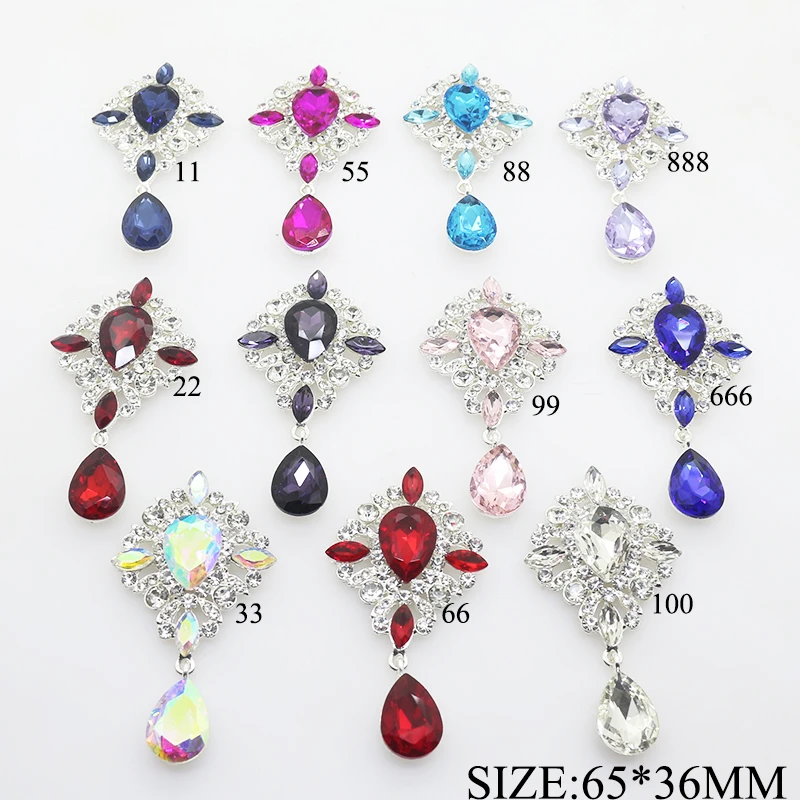 2PCS/LOT 65*36MM Metal Alloy Acrylic Rhinestone Button Crystal Snap Buttons for Clothes Women Scarf Hair Accessories Decorative