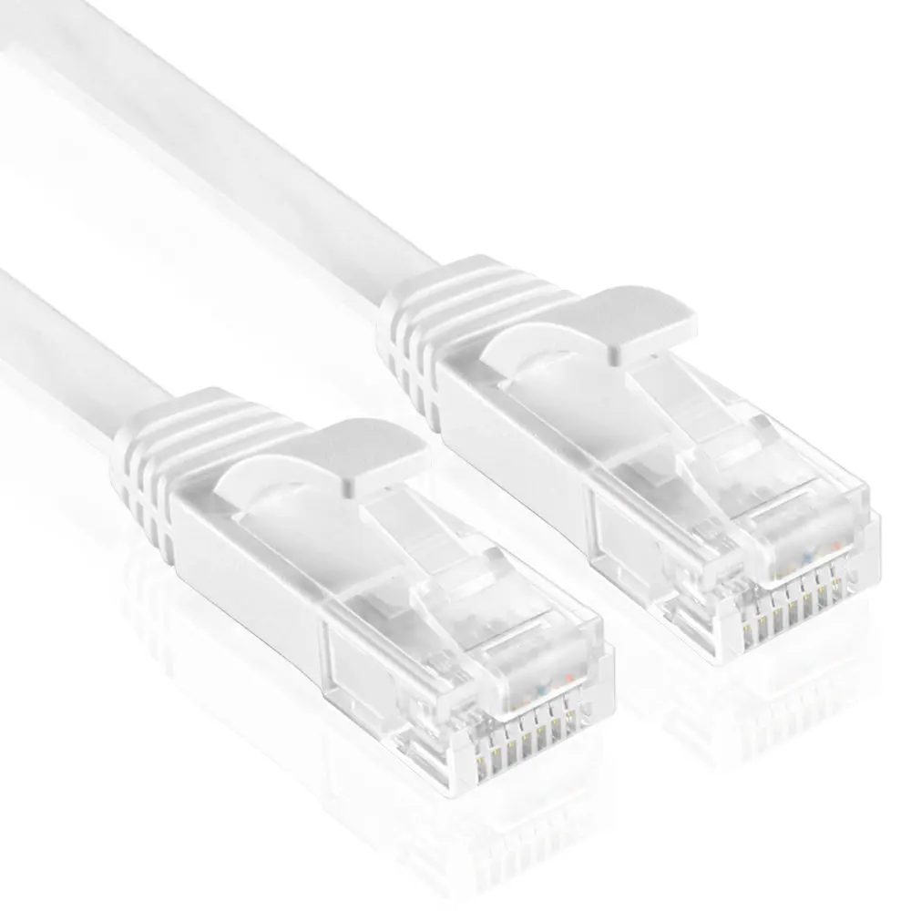 Cor branca/preta lisa do cabo rj45 do lan do remendo do cabo de rede dos ethernet do fio de cobre puro cat6 do cabo de 1.5m 5ft