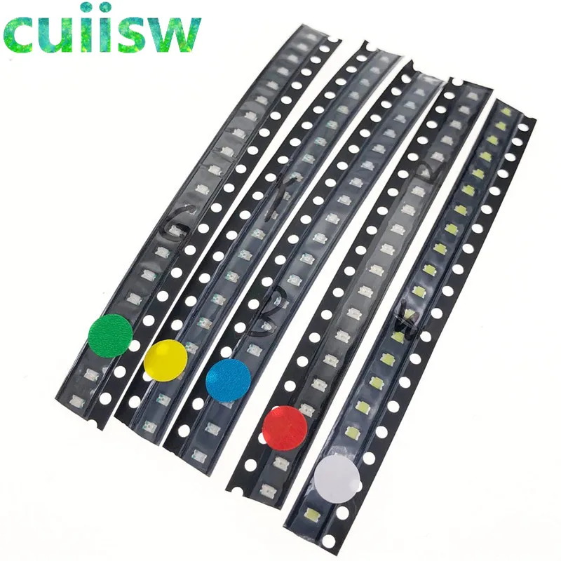 100pcs=5colors x 20pcs  1210 0805 0603 LED Diode Assortment SMD LED Diode Kit Green/ RED / White / Blue / Yellow