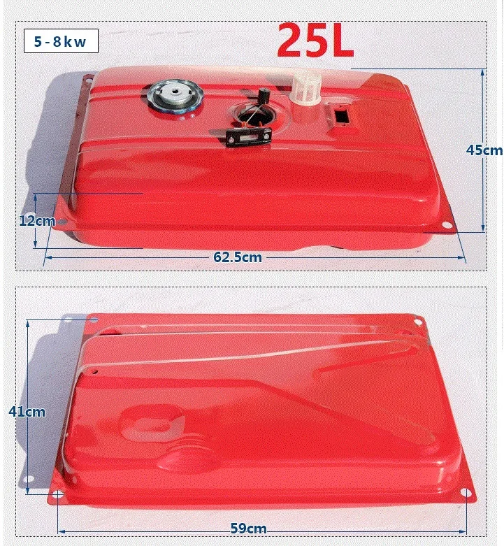 Fast shipping 25L Gasoline Generator Fuel Tank with cap filter switch air cooled sell suit for 5~8kW any Chinese brand
