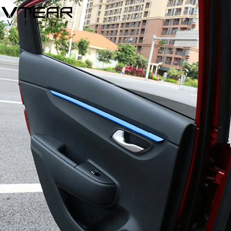 Vtear For Rio 4 X-line interior door plate trim cover armrest chrome Mouldings car-styling decoration accessories part 2017 2019