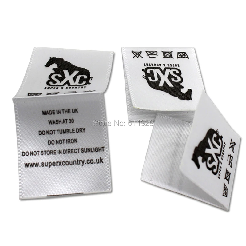 Free shipping custom clothing satin printed label/care label/garment printed labels/clothing tags/silk tag logo 1000 pcs a lot