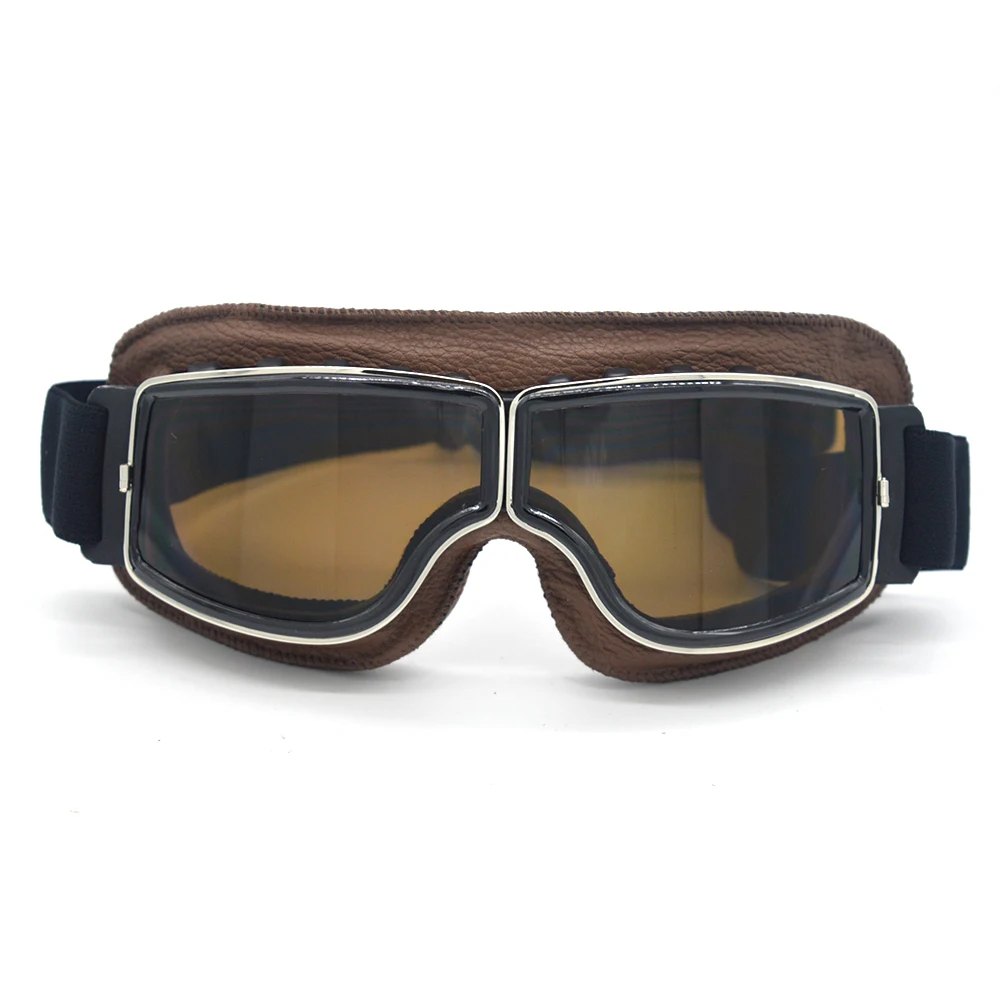 evomosa Retro Motorcycle Goggles Glasses Cruiser Vintage Leather Glasses Cafe Racer Half Helmet Goggles For Harley 2018