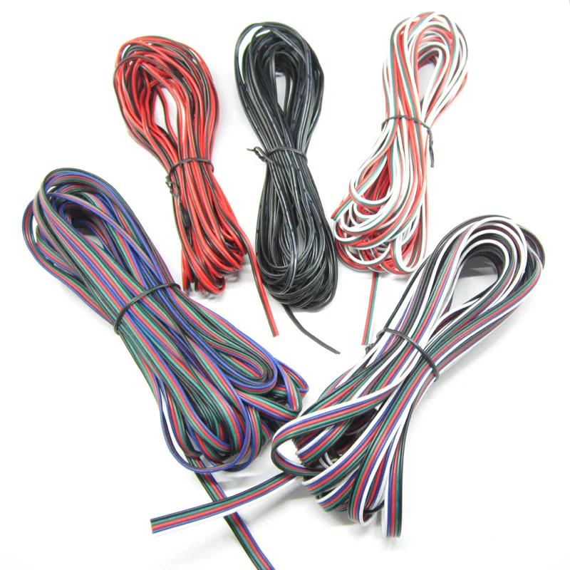 

2Pin 3Pin 4Pin 5Pin 1M 5M 10M 18AWG 20AWG 22AWG Electric Extension Wire Cable For Single Color RGB RGBW LED Strip Connecting