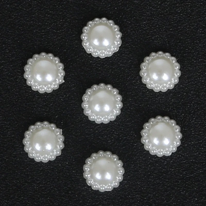 Hot Selling Flat Back Cabochon Imitation Plastic ABS Pearl Sun Flower Beads for DIY Fashion Jewelry Beads Craft Phone Decoration