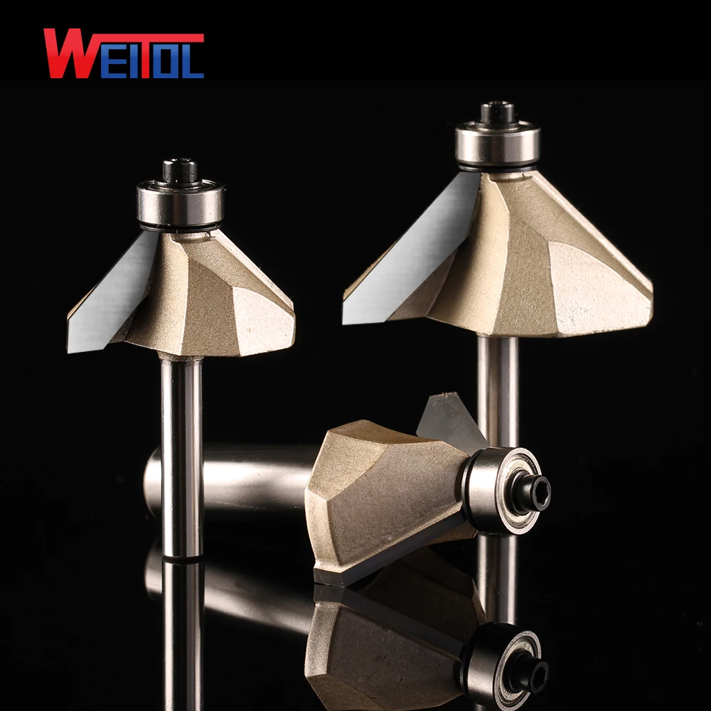 

Weitol 1pcs 1/2 or 1/4 inch tungsten carbide 45 degree chamfer bit woodworking router bit CNC engraving tool