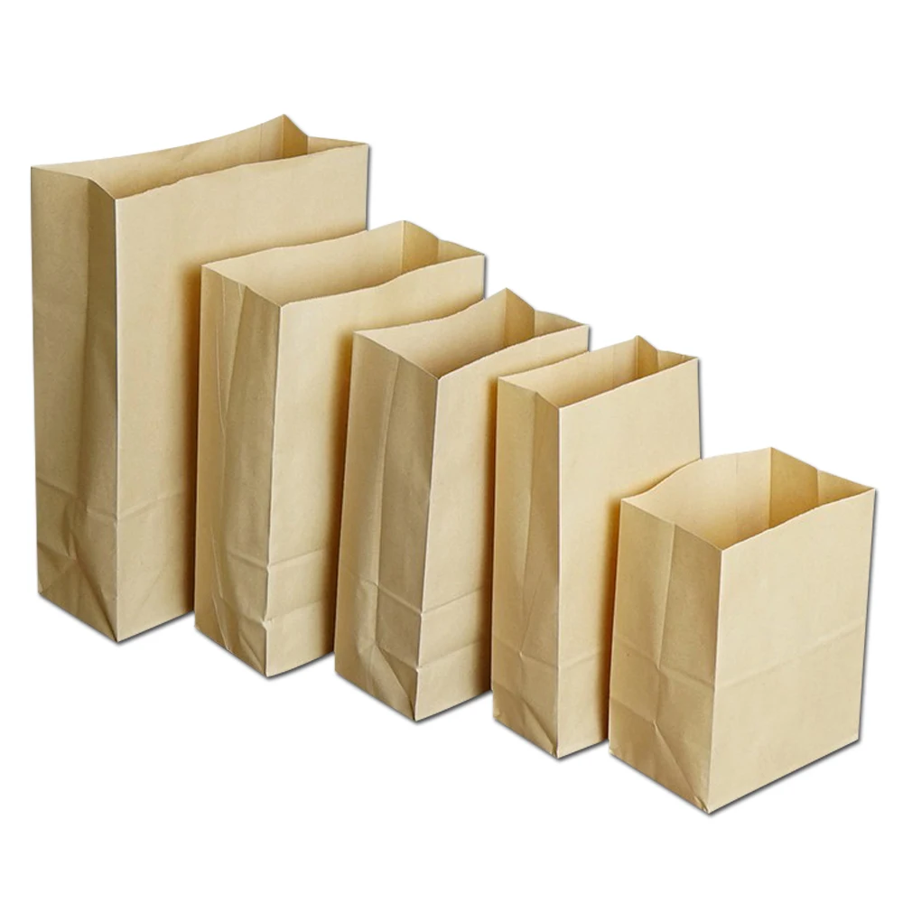 

100Pcs/ Lot 15*10*30cm Open Top Doypack Kraft Paper Bag For Sandwich Storage Pack 5.9"x3.93"x11.81" Stand Up Craft Paper Pocket