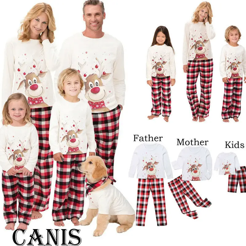 

Christmas Family Matching Pajamas Set Adult Women Men Sleepwear Long Sleeve Nightwear