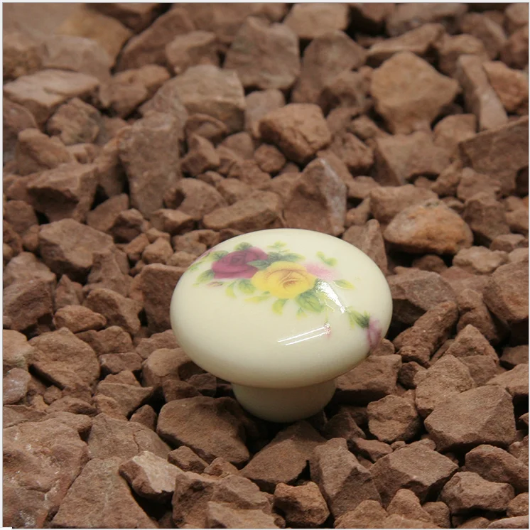 38mm Ceramic Round Single Knobs Cupboard Drawer Pull Kitchen Cabinet Door Wardrobe Furniture Hardware Handles 1PCS