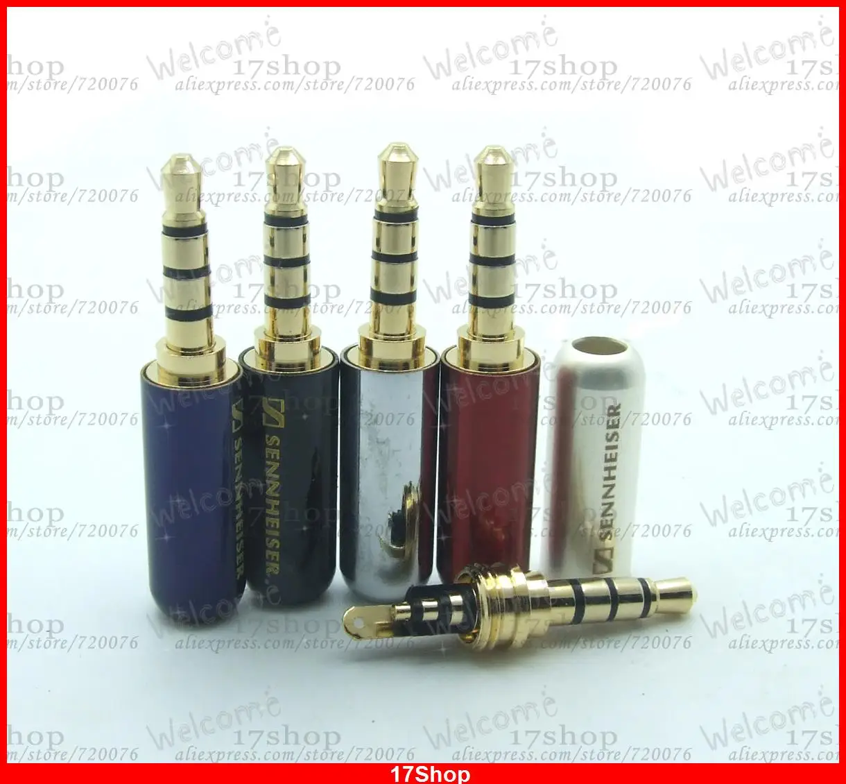 50PCS 5 colors 4-pin Metal 24K Gilding 1/8