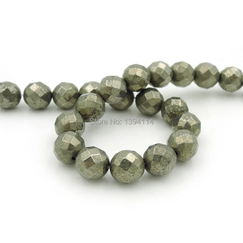 Natural Pyrite Faceted Round Bead Of Different Sizes For Making Bracelet Or Necklace DIY Jewelry 15.5 Inches Full Strand