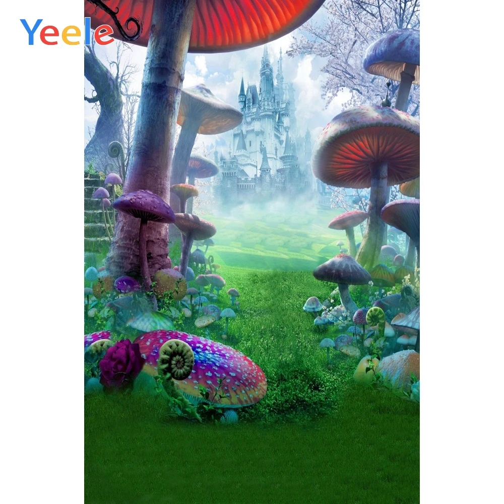 

Yeele Dreamy Jungle Mushroom Castle Photography Backdrop Children Baby Birthday Party Photographic Background For Photo Studio