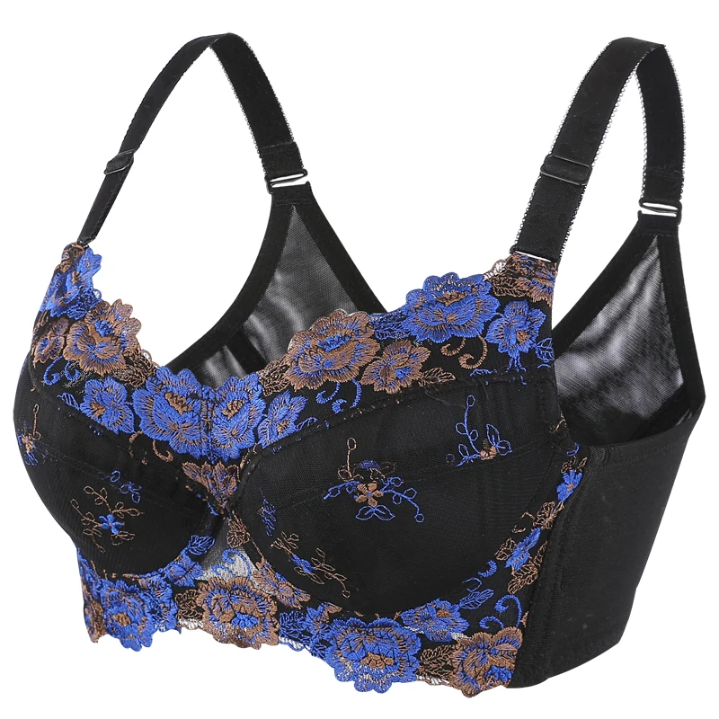 

Women's Floral Embroidered Minimizer Full Coverage Bra Lightly Lined Underwire bra 34 36 38 40 42 44 46 48 B C D E F G H