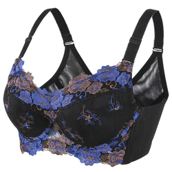 Women's Floral Embroidered Minimizer Full Coverage Bra Lightly Lined Underwire bra 34 36 38 40 42 44 46 48 B C D E F G H