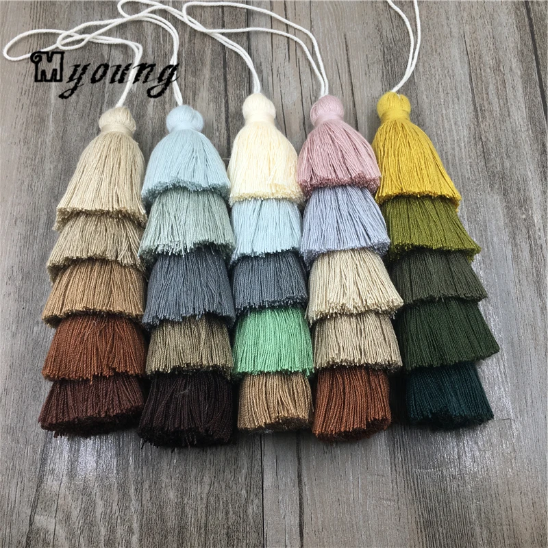 

Layered Tassels Five Tier Jewelry Tassels Pendant Triple Cotton Tassel Ombre Tiered Earrings Tassels for Jewelry making MY1490