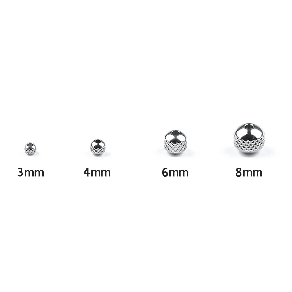 Tire Stainless steel Round Beads 3 4 6 8mm Charm Spacer Loose beads for Jewelry Bracelets Making DIY metal Accessories Findings