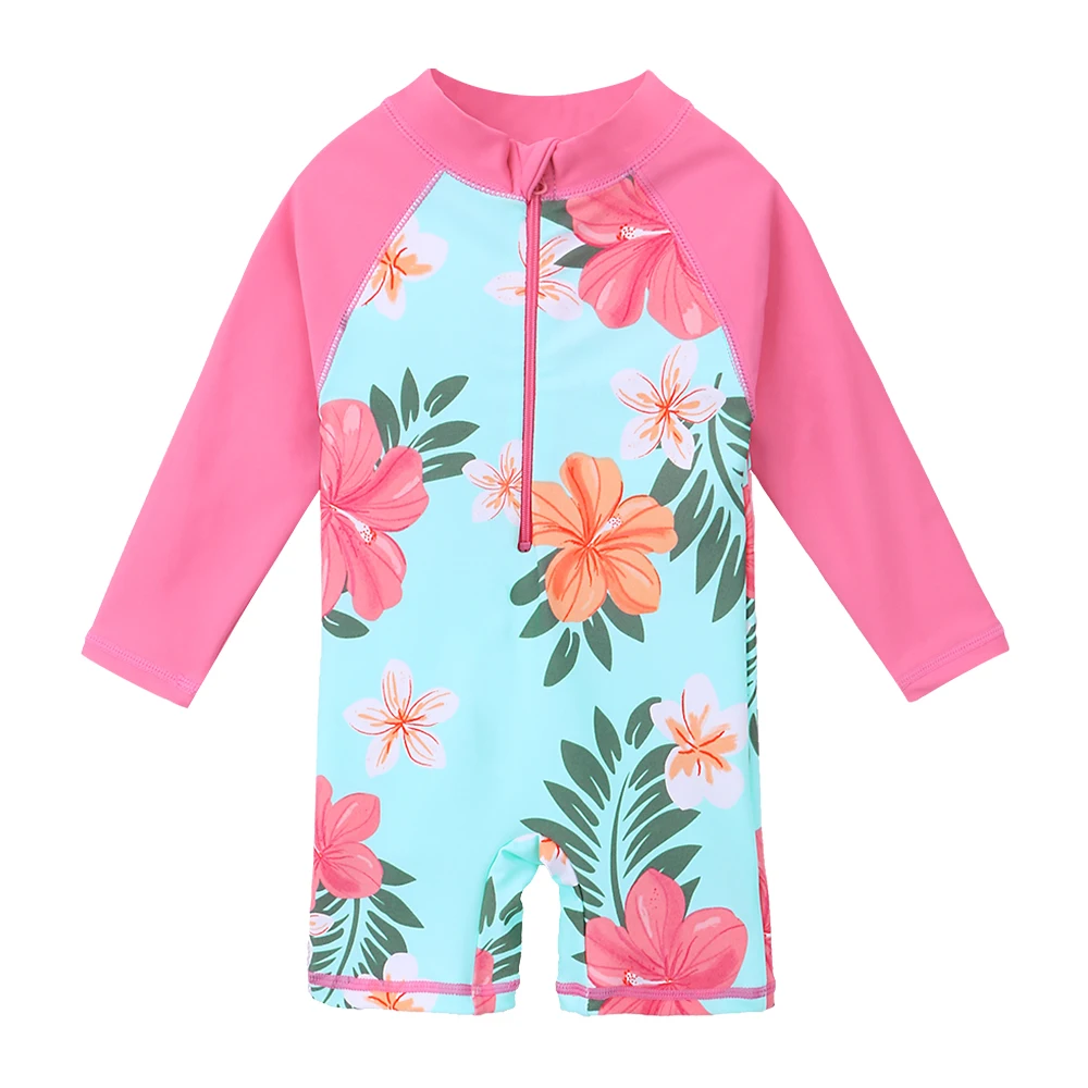 BAOHULU UPF50+ Print Baby Girl Swimsuit Long Sleeve Kids Swimwear One Piece Toddler Infant Bathing Suit for Girls Boys Children