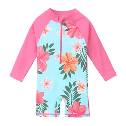 BAOHULU Bañador con estampado UPF50 + para niña, traje de baño de manga larga, de una pieza