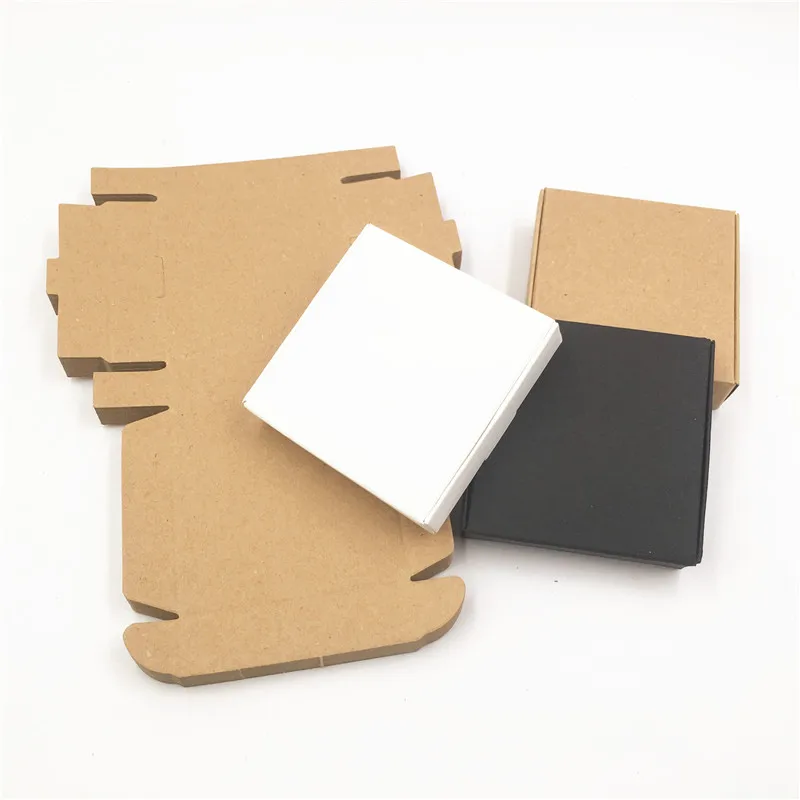 25Pcs/Lot Vintage Style Brown Black White Blank Paper Cardboard Aircraft Box Packaging For Handmade Soap Pizza Cup Moon Cake Box