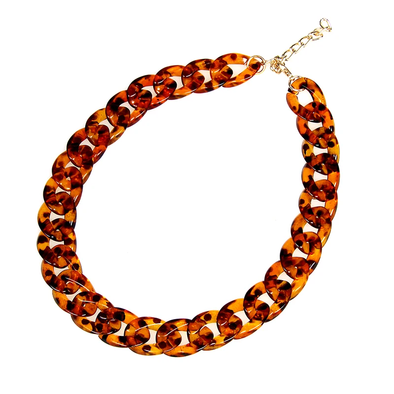 FishSheep New Leopard Print Chain Necklace Bohemian Chunky Long Collar Choker Necklaces For Women Bijoux Fashion Boho Jewelry