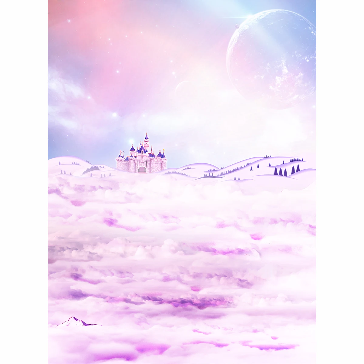 Allenjoy photography backdrop purple sky castle clouds fairy tale for girl background cartoon computer printing