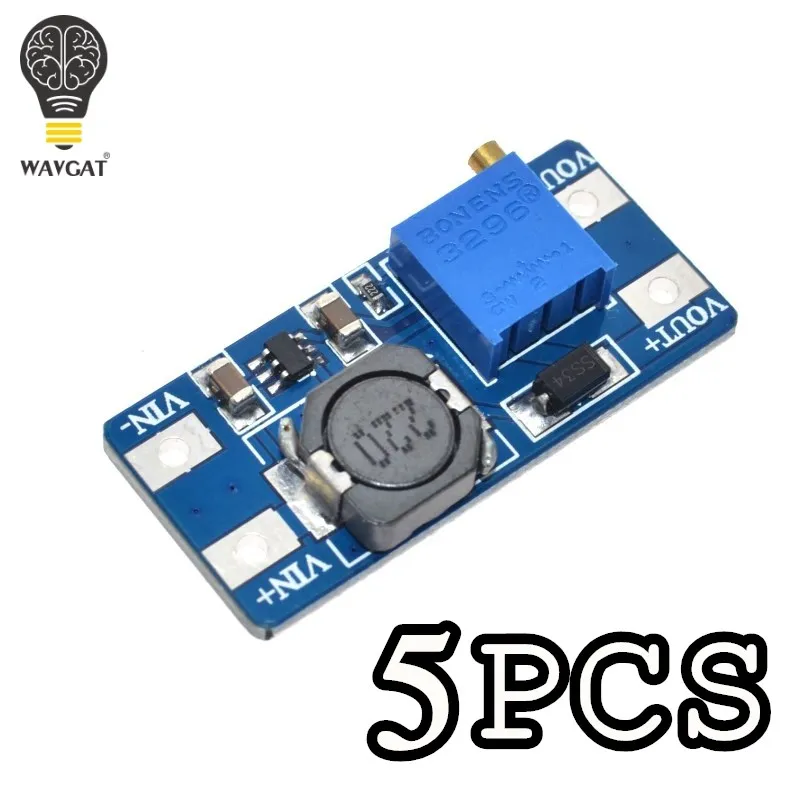 WAVGAT 5 sztuk MT3608 dc-dc przekształtnik Boost wzmacniacz mocy moduł zasilający Boost Step-Up Board maksymalna wydajność 28V 2A dla Arduino