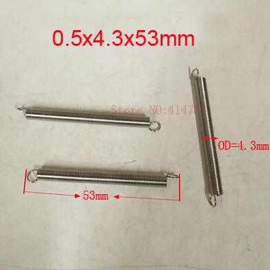 

20pcs/lot 0.5*4.3*53mm 0.5mm wire Carbon steel with Nickel extension tension spring springs