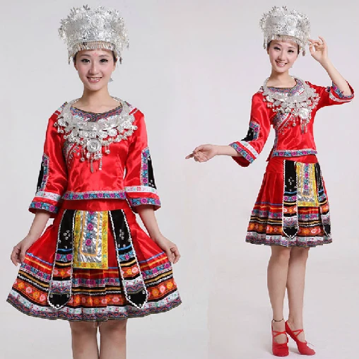 New Arrival New Hot Sale Ancient Traditional Red Yellow Blue S-4XL Plus Size Chinese Miao Clothing / Hmong Clothes