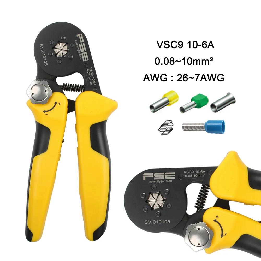 VSC8 6-4A VSC9 10-6A VSC10 16-4A 0.08-10MM2 AWG 23-7 Crimpping pliers Crimpper for Tube Bootlace Terminal Crimping Hand Tool