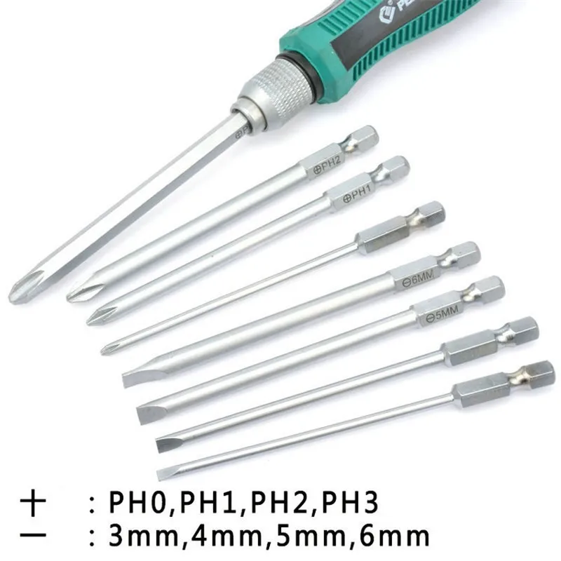 HOEN 9pcs/set Phillips/Slotted Precision Screwdriver Set  Magnetic Screwdrivers Kit PENGGONG 1/4 '' Multi-Bit Repair Hand Tools