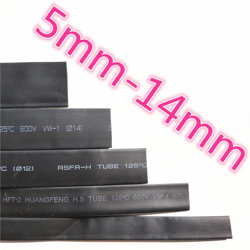 1meter 2:1 Black 5mm 5.5mm 6mm 7mm 8mm 9mm 10mm 11mm 12mm 13mm 14mm Heat Shrink Heatshrink Tubing Tube Wire Dropshipping