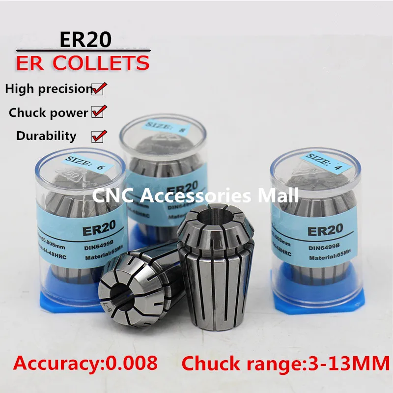 13pcs ER20 high precision 0.008mm Spring Collet chuck For CNC Engraving Milling