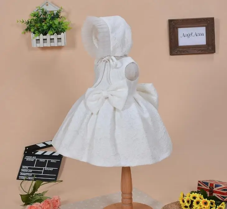 Baby Girls Lace Christening Gown Dress For Newborn Baby Clothing Girl Clothes Big Bow First Birthday Tutu Dress For Toddler Girl