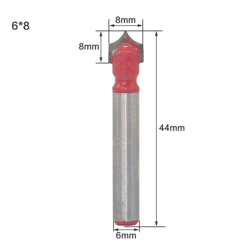 6mm Shank V Groove Milling Cutter Tool 6 Handle Double-edged Cutting Design Engraving End  Woodwork Round Shank Tip Mouth Mill