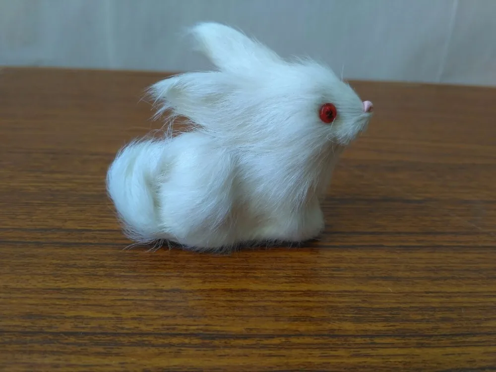 simulation white rabbit polyethylene&furs rabbit mini 7x6cm model handicraft home decoration gift d2021