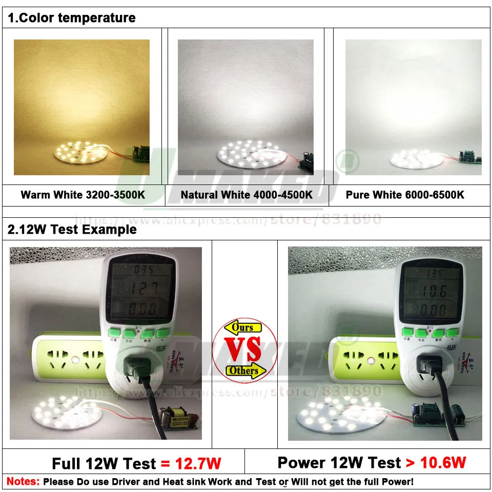 UMAKED 5W 44mm LED PCB Light board Installed SMD5730 LED Chips Aluminum Lamp plate Warm/Natural/White for Bulb Ceilig lights DIY