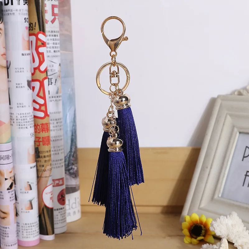 Hot Sale Gold Color Tassels Key Chains Ring Woman Fashion Handbag Charms Men Car Keyring Trinket Pendant Wedding Fringe Keychain