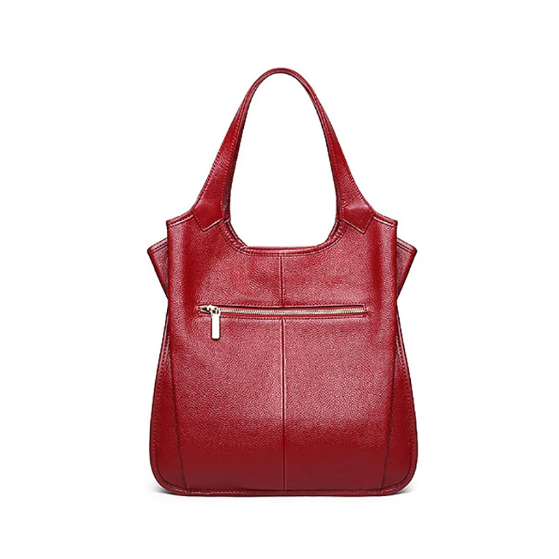 Genuine Leather, 3 Compartments Large Shoulder Bag, Women 100% Natural Cowhide Shoulder Shopping Bag, Fashion for girl A285