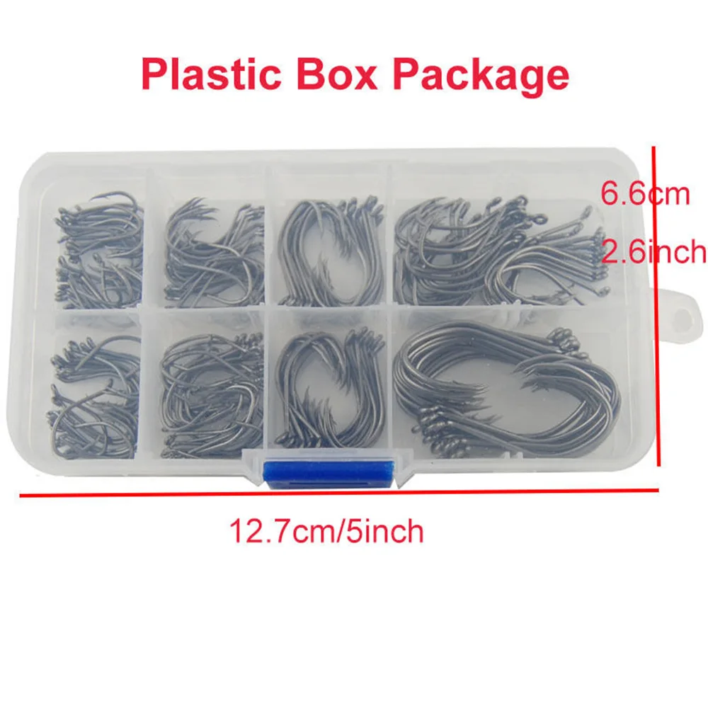 Imagem -06 - Hyaena-sharpened Esporte Círculo Fishing Hook Peixe Gato Catfish Anzol Preto Aço de Alto Carbono 180 Pcs por Caixa