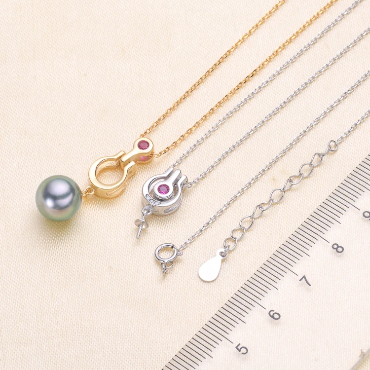 Classic Pearl Pendant Chain Settings S925 Sterling Silver Pendant Necklace Components Silver&Gold Color 3Pcs/Lot